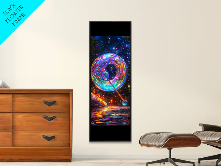 Cosmic Rainbow Bubble Wand Wall Art, Celestial Abstract Art, Psychedelic Space Canvas Print, Whimsical Home Decor Gift For Her