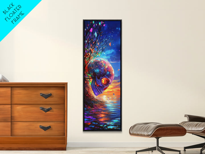 Surreal Ocean Sunset Skull Wall Art, Dark Fantasy Art, Gothic Decor, Moody Coastal Artwork, Unique Gift For Him, Statement Wall Decor