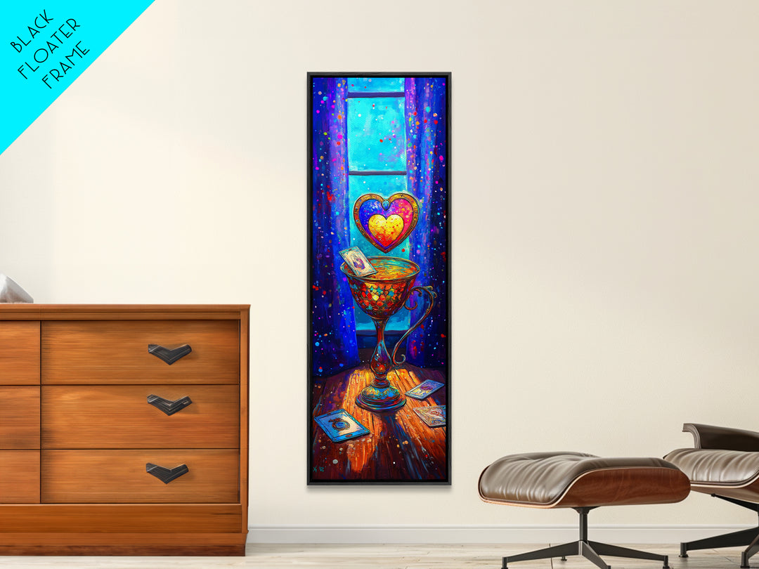 Glowing Heart Goblet By Window Wall Art, Romantic Bedroom Art, Whimsical Love Wall Decor, Gift For Her, Cozy Decor, Valentine Gift