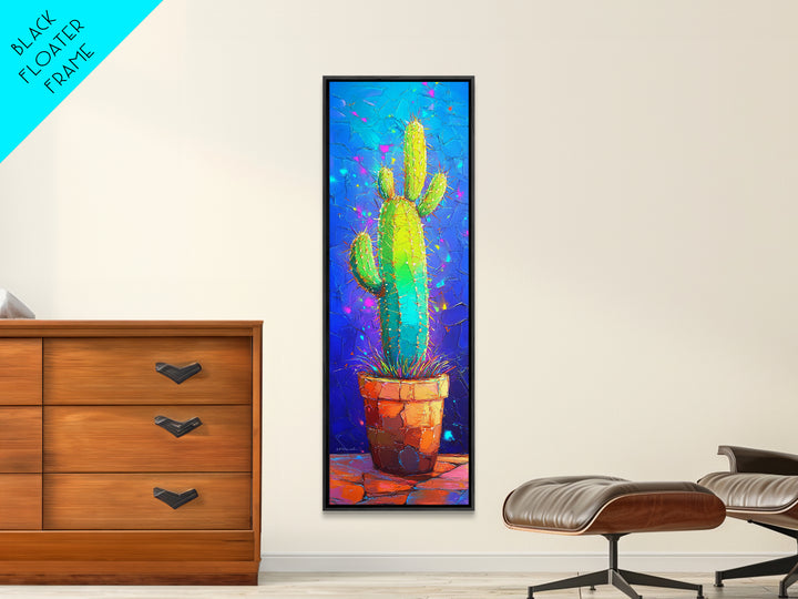 Vibrant Potted Cactus On Blue Wall Canvas Print, Desert Wall Art, Southwestern Decor, Botanical Home Decor, Cactus Lover Gift