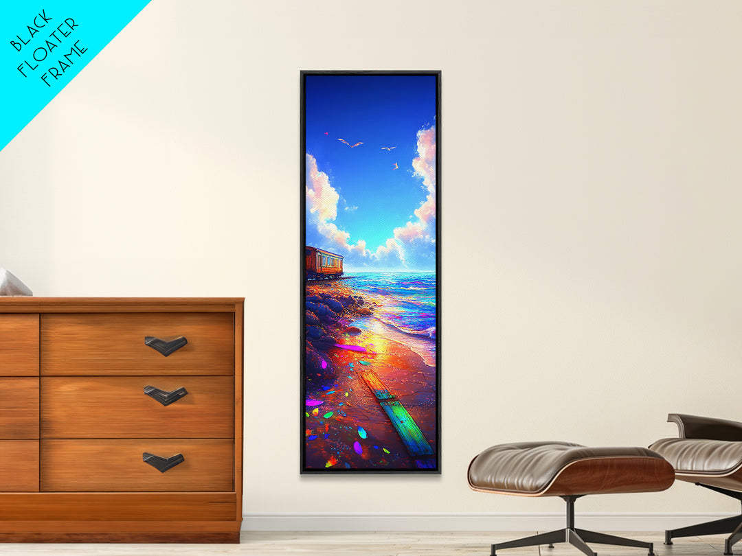 Sunlit Beach Path Wall Art, Coastal Ocean Sunset Canvas Print, Seaside Wall Decor, Beach House Decor, Living Room Art Print