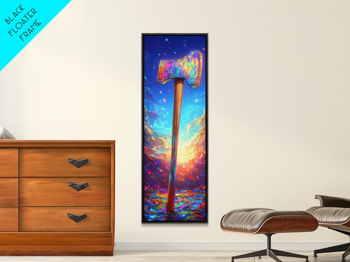 Vibrant Axe In Sunset Sky Canvas Print, Rustic Cabin Decor, Masculine Wall Art, Garage Decor, Gift For Him, Outdoor Adventure Home Decor