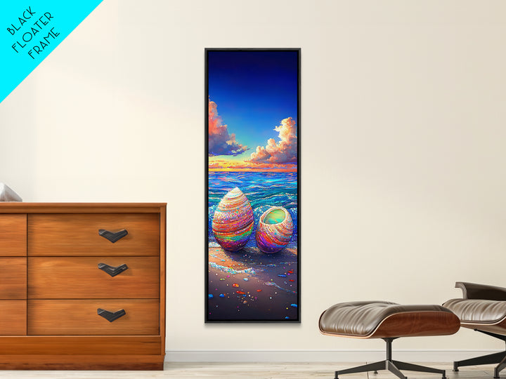 Rainbow Seashells On Sunny Beach Canvas Print, Coastal Wall Art, Beach House Decor, Ocean Art Print, Gift For Her, Nautical Decor
