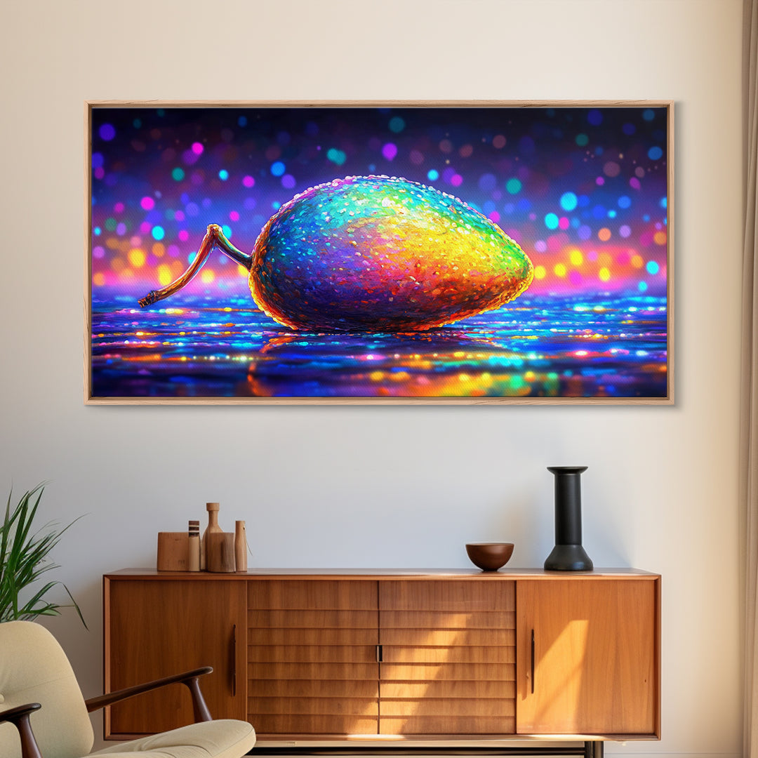 Rainbow Computer Mouse Wall Art, Neon Tech Canvas Print, Gamer Room Decor, Cyberpunk Office Art Gift For Programmers Home Decor