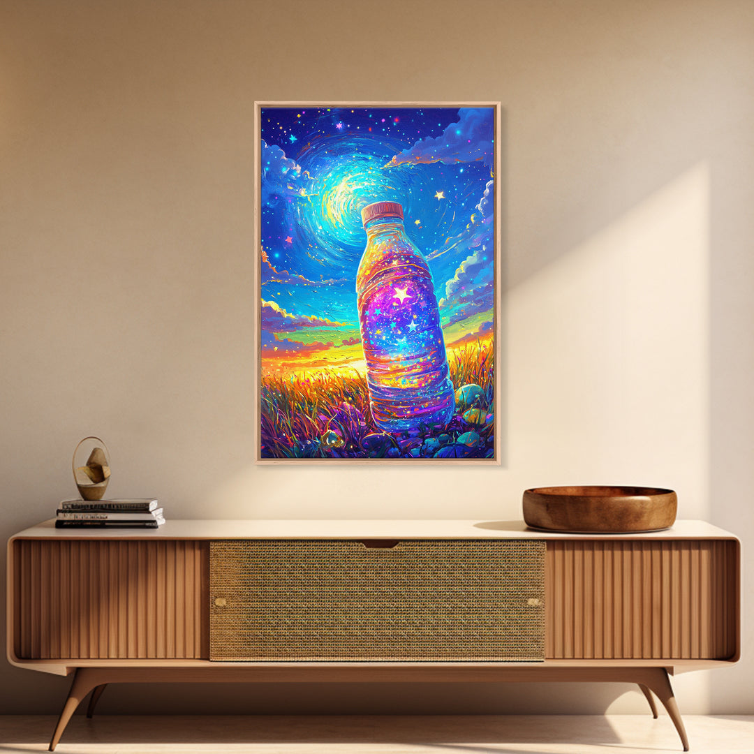 Starry Galaxy Bottle Wall Art, Whimsical Celestial Landscape, Colorful Nursery Decor, Kids Room Art, Magical Fantasy Print