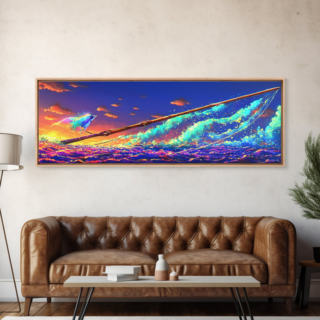 Glowing Sailboat On Sunset Waves Canvas Print, Nautical Wall Art, Ocean Decor, Vibrant Coastal Art For Beach House Decor
