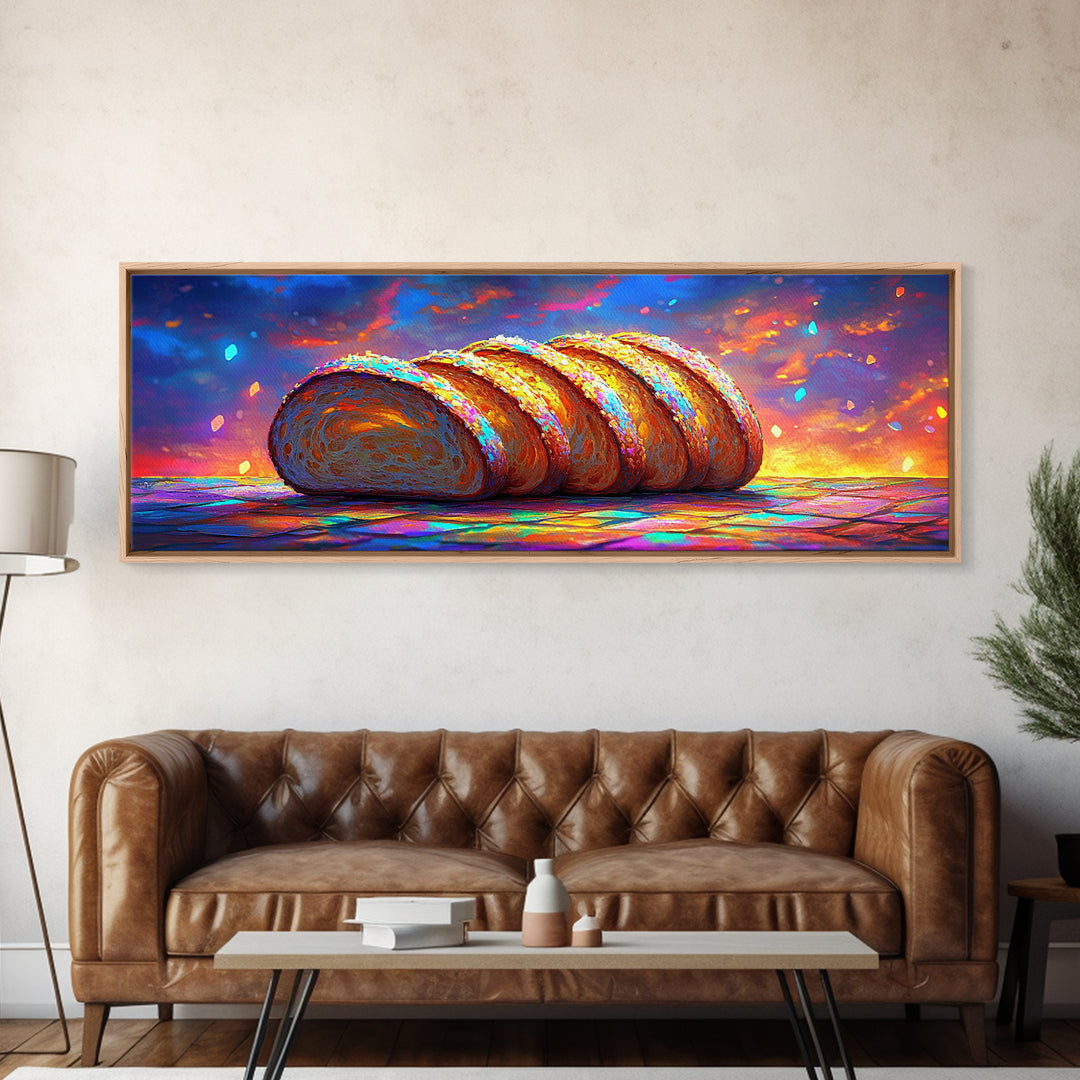Golden Sliced Bread Loaf At Sunset Wall Art, Bakery Wall Art, Kitchen Decor, Foodie Gift, Rustic Kitchen Art Print, Cafe Wall Decor