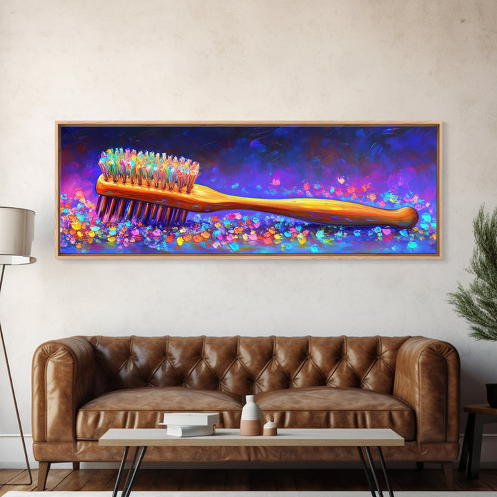 Bright Toothbrush Canvas Print, Funny Bathroom Wall Art, Colorful Dental Office Decor, Toothbrush Art, Dental Hygienist Gift