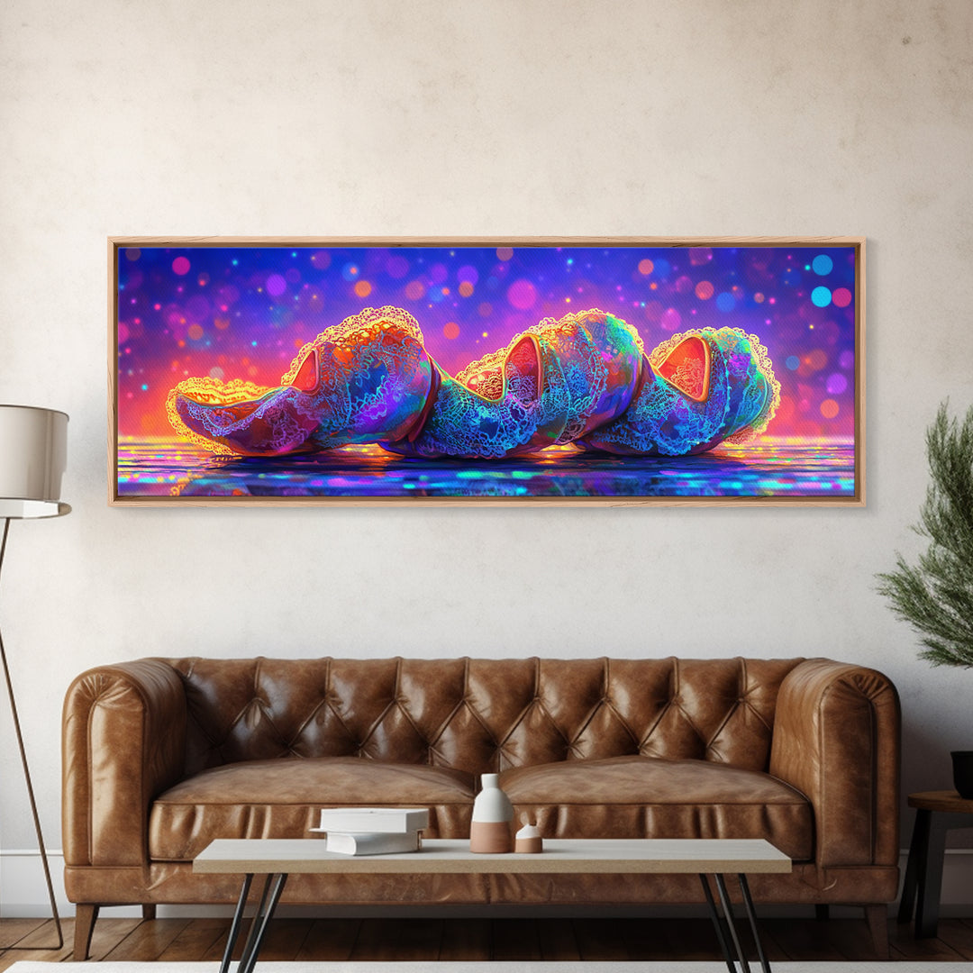 Rainbow Seashell Trio On Shimmering Beach Canvas Print, Coastal Wall Art, Ocean Decor, Beach House Gift For Her, Summer Decor