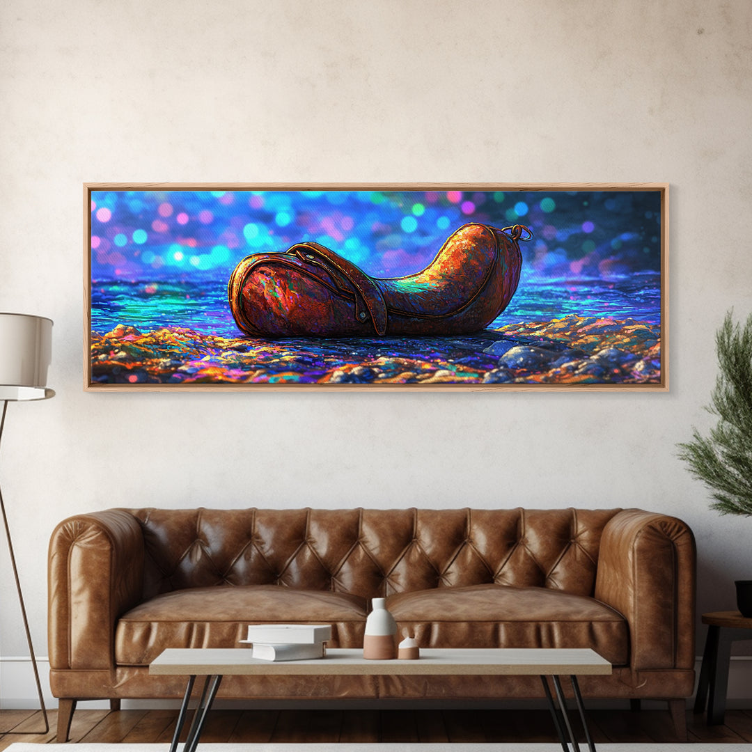 Weathered Leather Pouch By Blue Water Canvas Print, Rustic Wall Art, Western Decor, Coastal Wall Decor, Unique Gift For Him