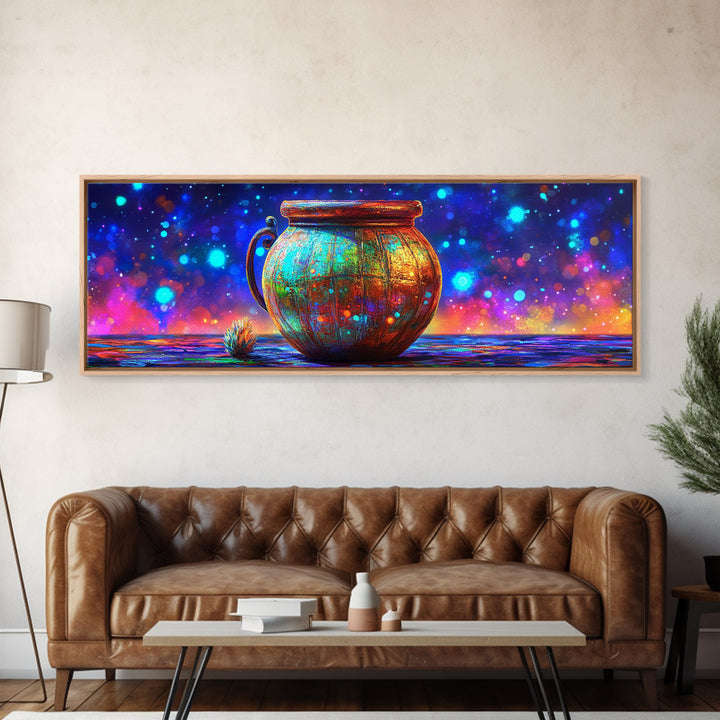 Rustic Copper Cauldron Under Stars Wall Art, Magical Celestial Decor, Whimsical Art Print, Witchy Decor, Cozy Home Decor