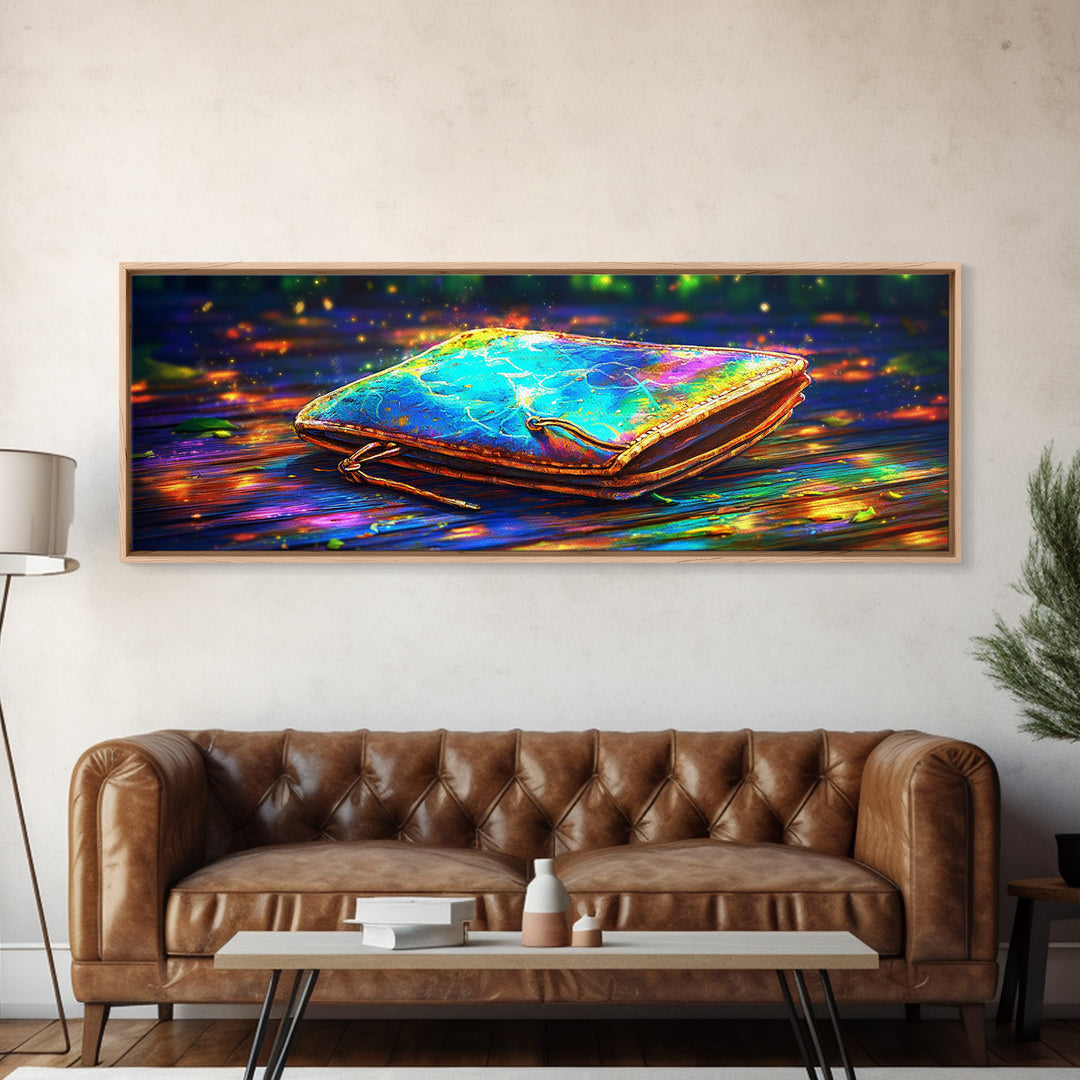 Glowing Leather Journal Wall Art, Bookish Decor, Writing Desk Art Print, Cozy Library Decor, Office Wall Decor, Gift For Her