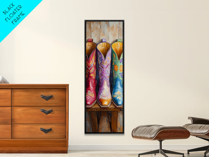 Close Up Floral Cowboy Boots Canvas Print, Western Wall Art, Cowgirl Decor, Southwestern Decor, Rustic Home Decor, Gift For Her