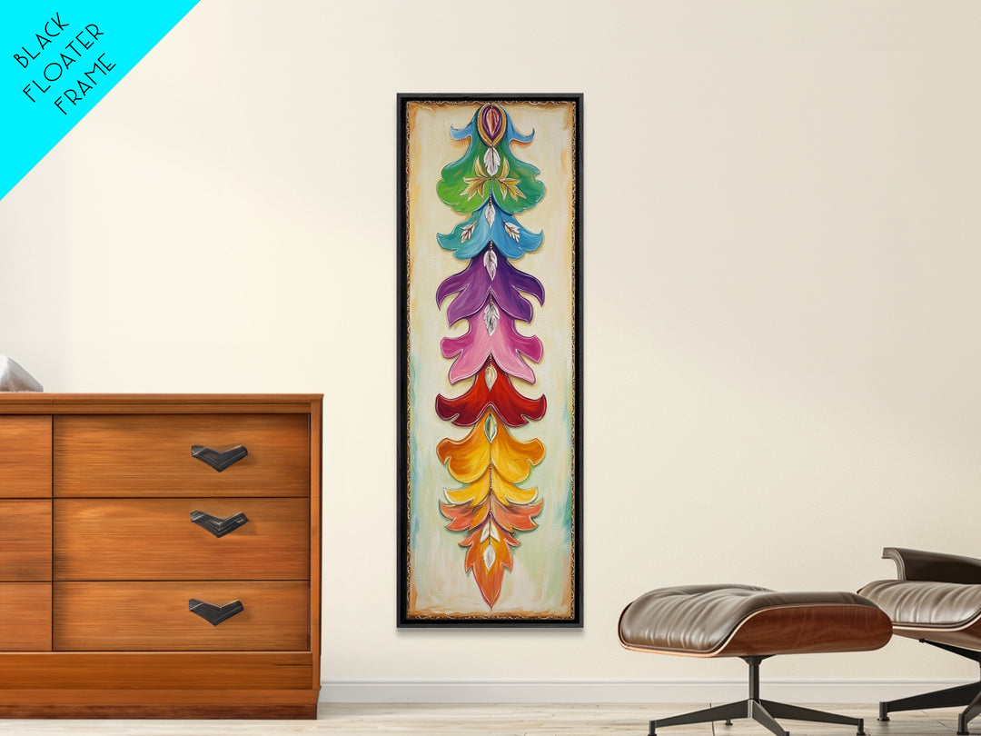 Colorful Layered Feather Wall Art, Western Boho Canvas Print, Southwestern Ranch Decor, Vibrant Farmhouse Housewarming Gift