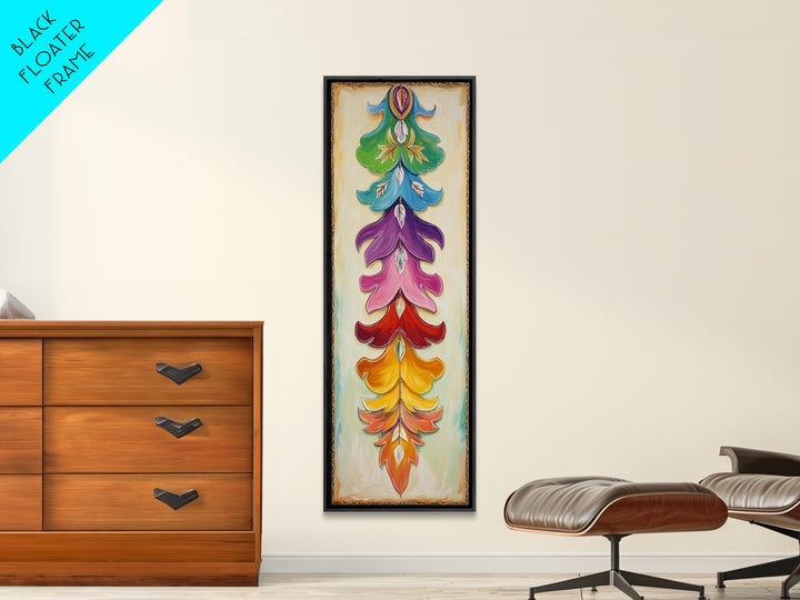 Colorful Layered Feather Wall Art, Western Boho Canvas Print, Southwestern Ranch Decor, Vibrant Farmhouse Housewarming Gift