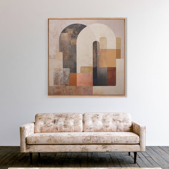 Neutral Abstract Arches Framed Canvas Print, Above Bed Art, Above Bed Decor, Bedroom Decor, Abstract Art, Serenity, ABA-1x1-100