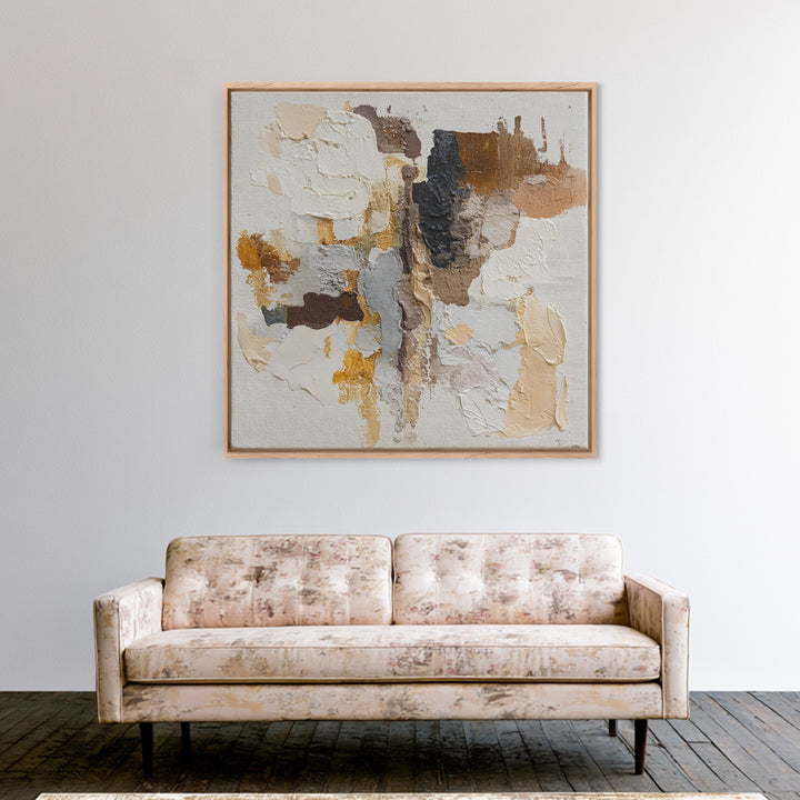 Warm Taupe Abstract Waves Canvas Print, Above Bed Art, Bedroom Decor, Abstract Art, Serenity, Living Room Wall Art, ABA-1x1-15