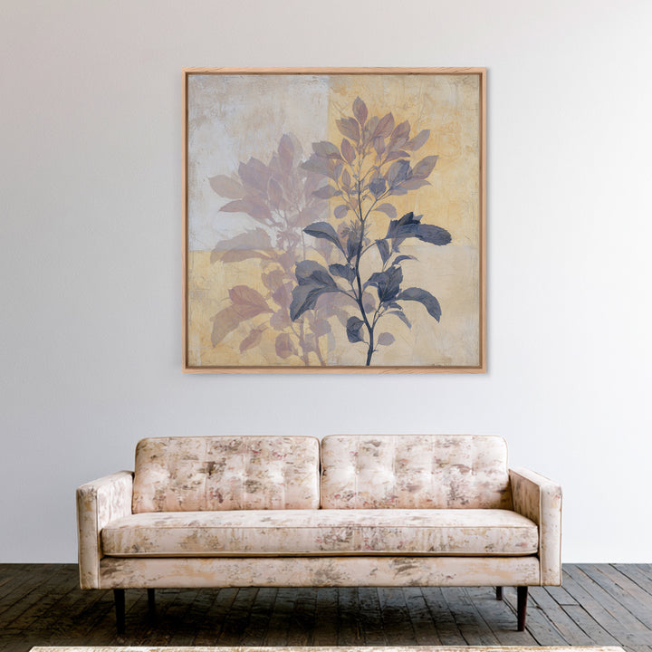 Tonal Botanical Shadows on Plaster Surface Canvas Print, Above Bed Art, Original Art, Bedroom Decor, Fine Art, Serenity, ABA-1x1-23