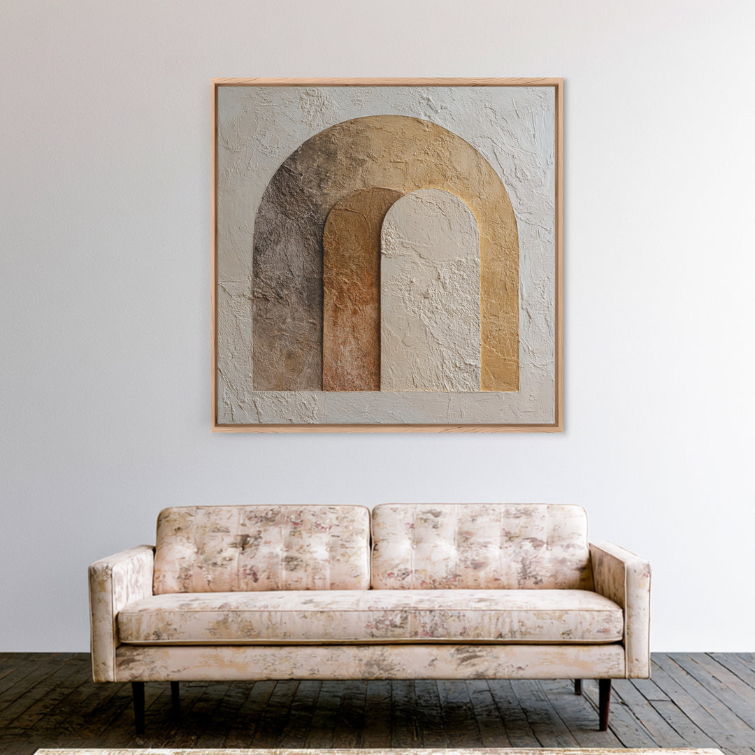 Neutral Abstract Arches Framed Canvas Print, Above Bed Art, Dorm Decor, Bedroom Decor, Fine Art, Serenity, Dopamine Decor, ABA-1x1-28