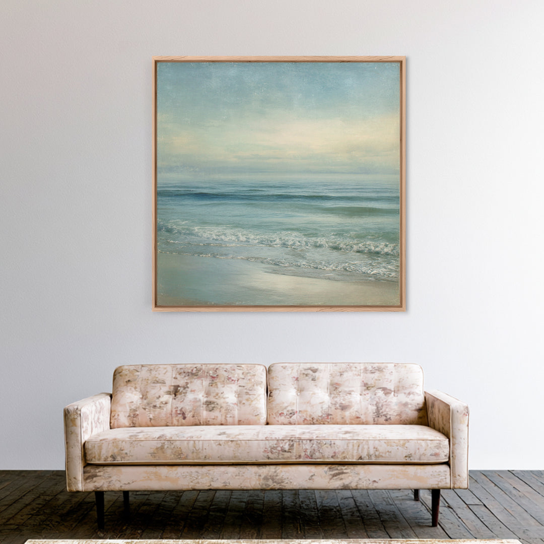 Quiet Moon over a Calm Ocean Horizon Canvas Print, Above Bed Art, Canvas Wall Art, Bedroom Decor, Fine Art, Serenity, ABA-1x1-3