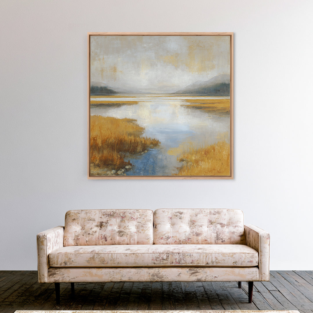 Calming Lake Reflection Canvas Print, Above Bed Art, Boho Wall Art, Bedroom Decor, Fine Art, Serenity, Above Bed Decor, ABA-1x1-35