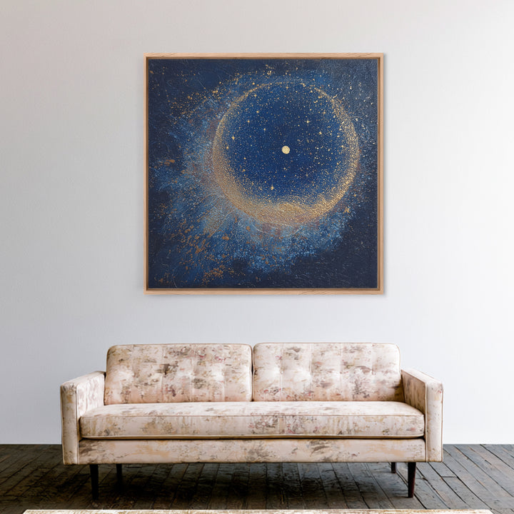 Subtle Celestial Scene Framed Canvas Print, Above Bed Art, Above Bed Decor, Bedroom Decor, Oil Painting, Serenity, ABA-1x1-37