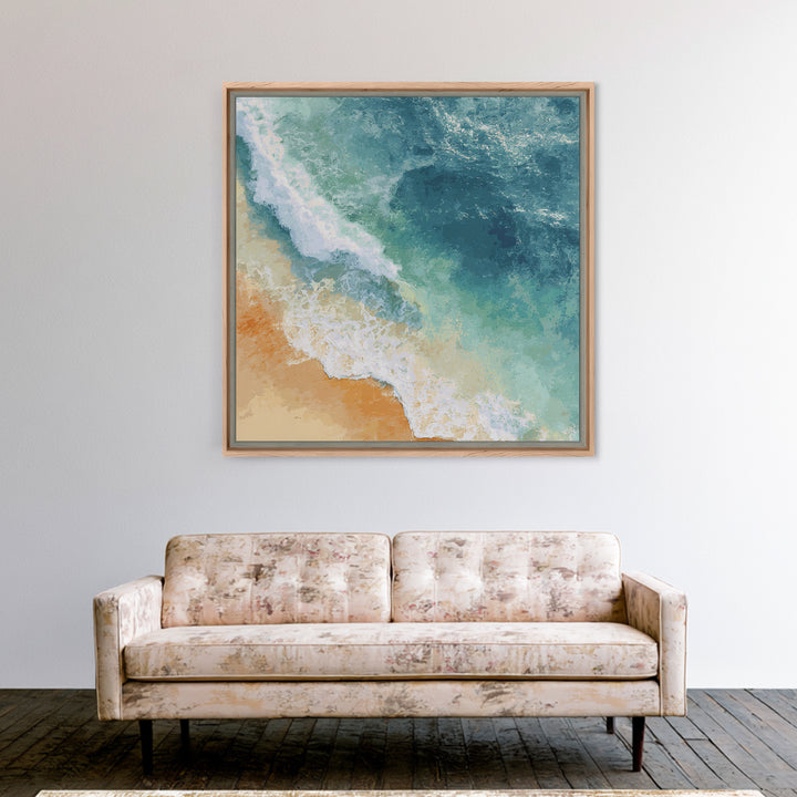 Serene Ocean Tide Seen from Above Canvas Print, Above Bed Art, Gallery Decor, Bedroom Decor, Fine Art, Serenity, Wall Art, ABA-1x1-45
