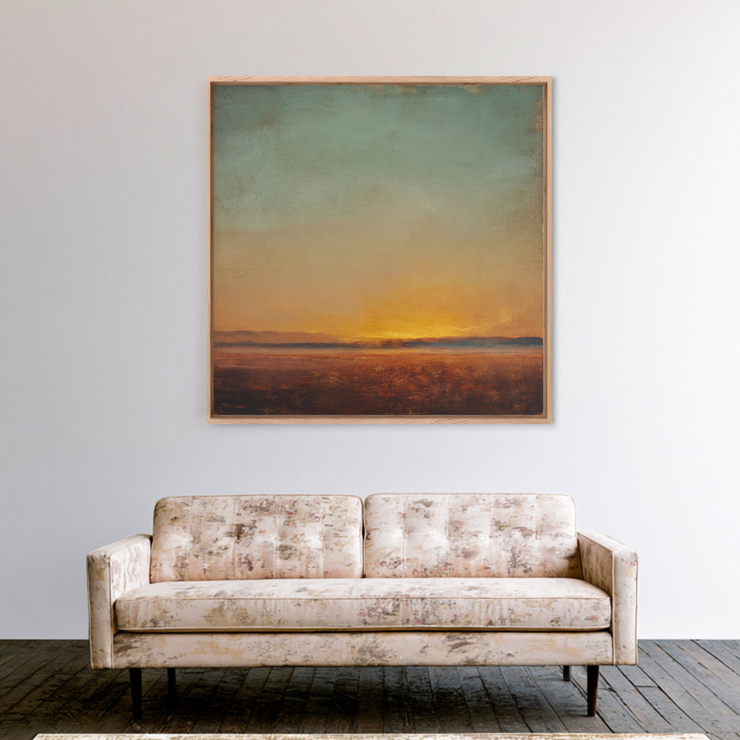 Dreamy Desert Sunset Canvas Print, Above Bed Art, 3 Piece Wall Art, Bedroom Decor, Watercolor Art, Serenity, Textured Painting, ABA-1x1-55