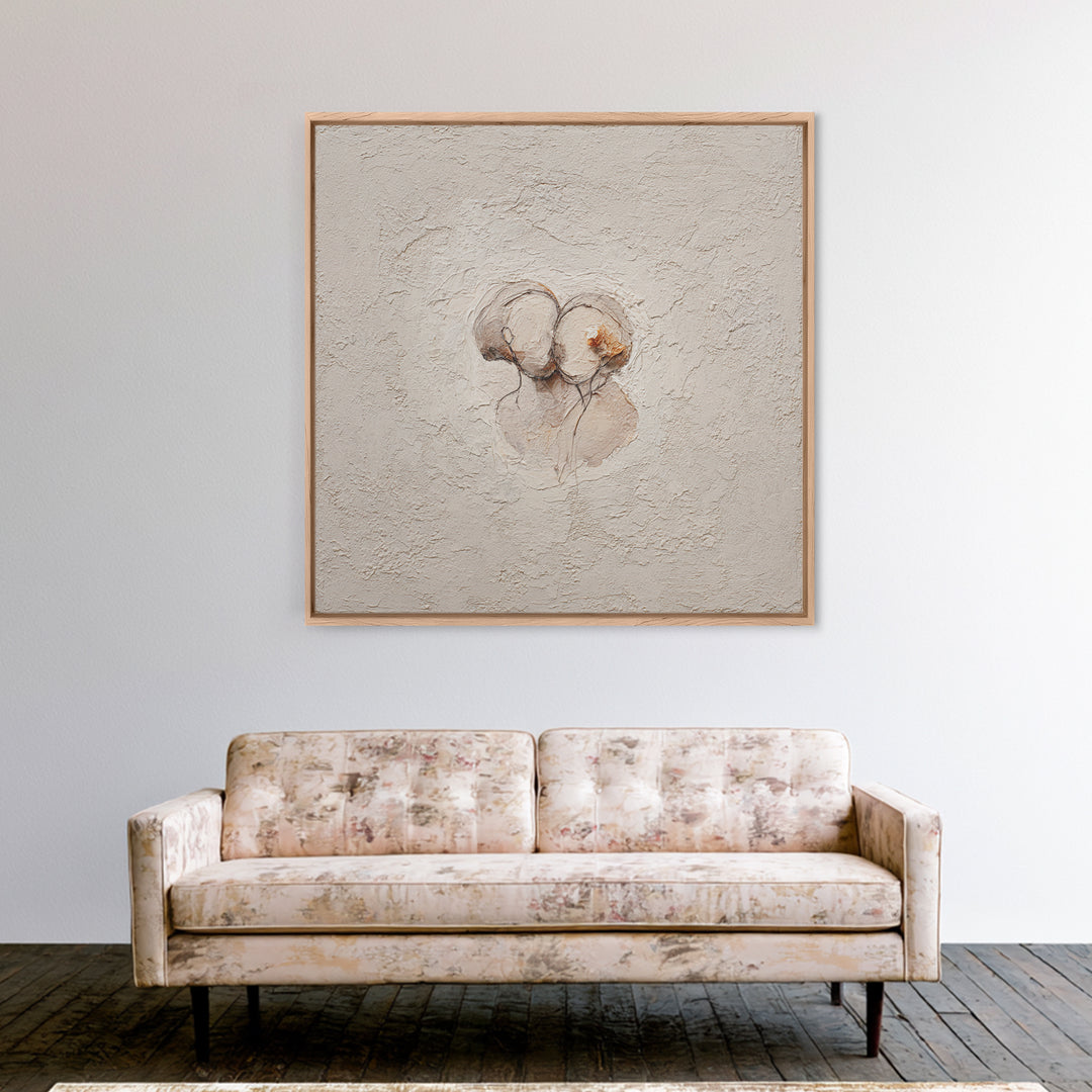 Minimal Two Figure Line Drawing Framed Canvas Print, Above Bed Art, Canvas Wall Art, Bedroom Decor, Fine Art, Serenity, ABA-1x1-56