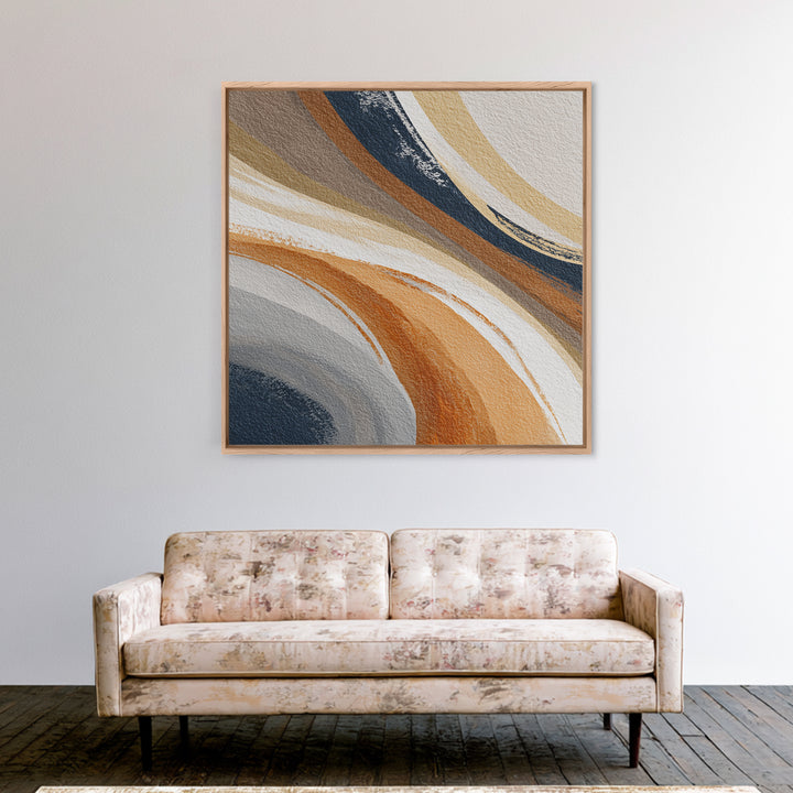 Warm Taupe Abstract Waves Framed Canvas Print, Above Bed Art, Above Bed Decor, Bedroom Decor, Serenity, Minimalist Decor, ABA-1x1-63