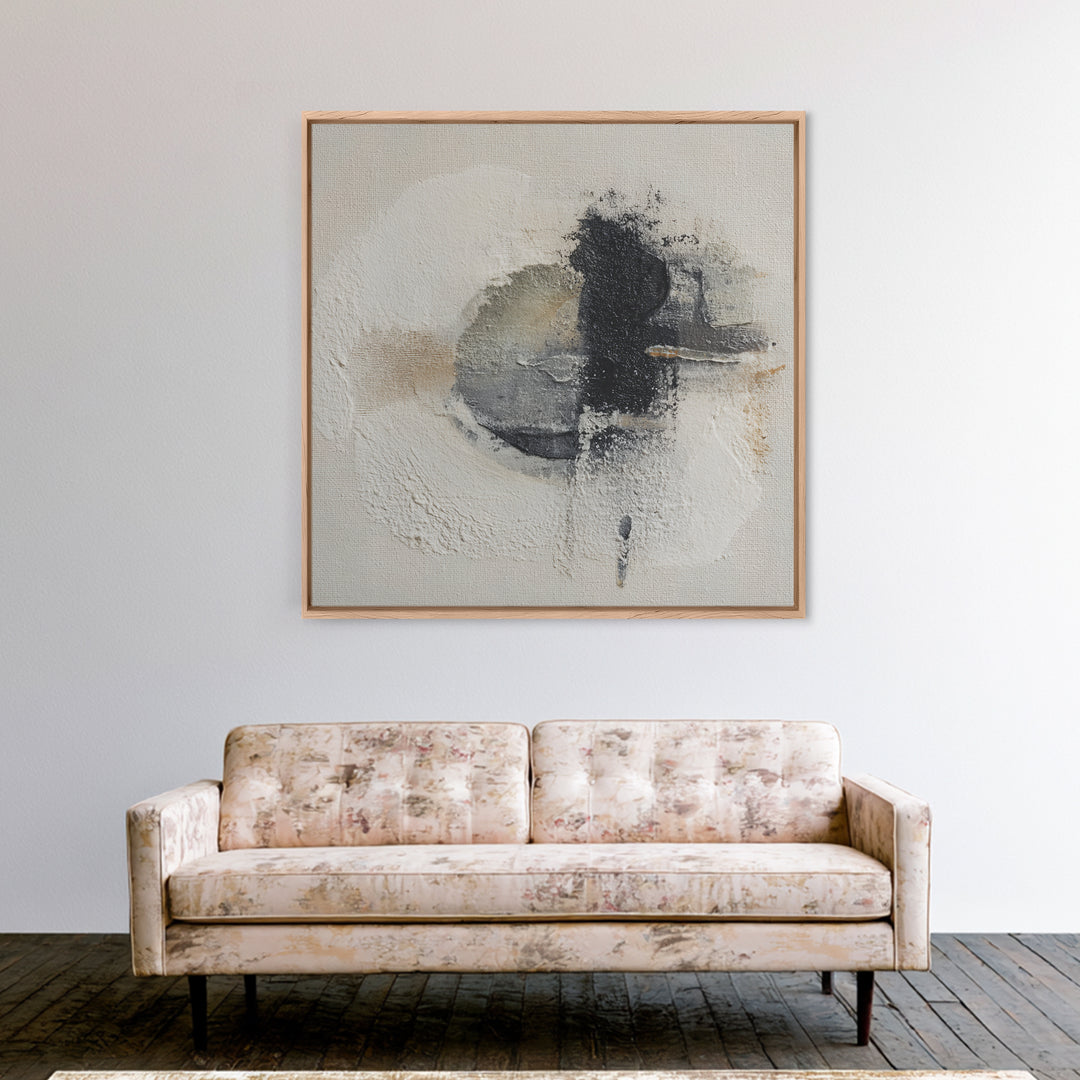 Japandi Ink Shapes Framed Canvas Print, Above Bed Art, Boho Wall Decor, Bedroom Decor, Fine Art, Serenity, Fine Art Print, ABA-1x1-66