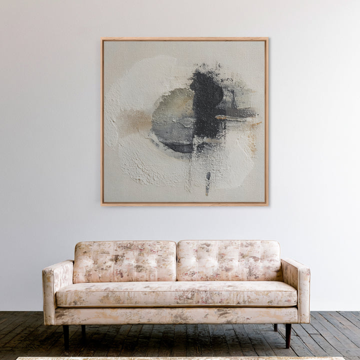 Japandi Ink Shapes Framed Canvas Print, Above Bed Art, Boho Wall Decor, Bedroom Decor, Fine Art, Serenity, Fine Art Print, ABA-1x1-66