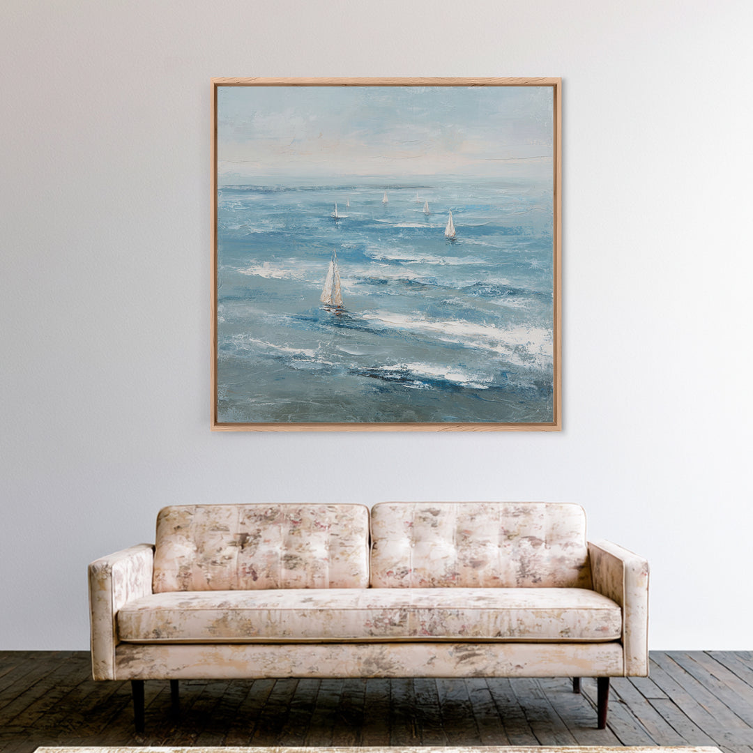 Serene Ocean Tide Seen from Above Canvas Print, Above Bed Art, Gallery Decor, Bedroom Decor, Fine Art, Serenity, Wall Art, ABA-1x1-69