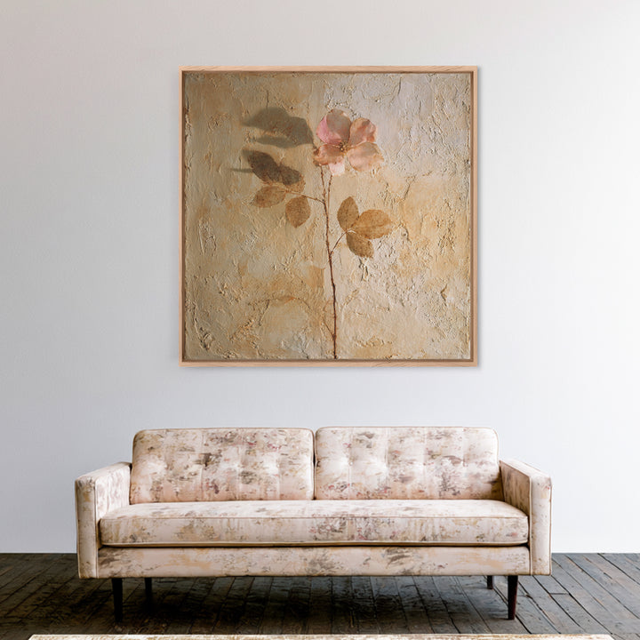 Tonal Botanical Shadows on Plaster Surface Canvas Print, Above Bed Art, Photography Prints, Bedroom Decor, Serenity, ABA-1x1-71
