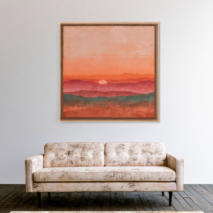 Dreamy Desert Sunset Framed Canvas Print, Above Bed Art, Modern Decor, Bedroom Decor, Fine Art, Serenity, Digital Prints, ABA-1x1-79