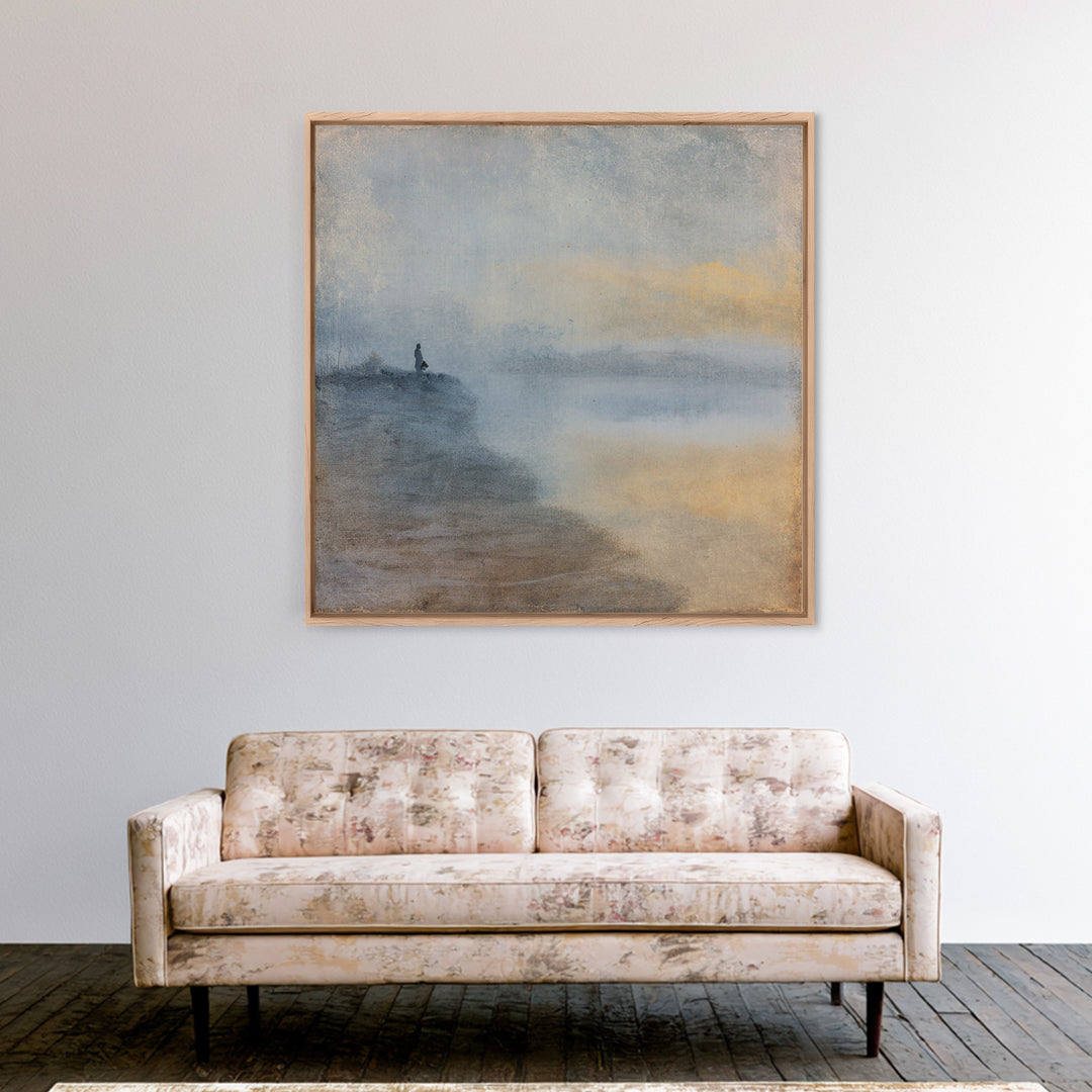 Minimal Two Figure Line Drawing Framed Canvas Print, Above Bed Art, Neutral Decor, Bedroom Decor, Oil Painting, Serenity, ABA-1x1-80