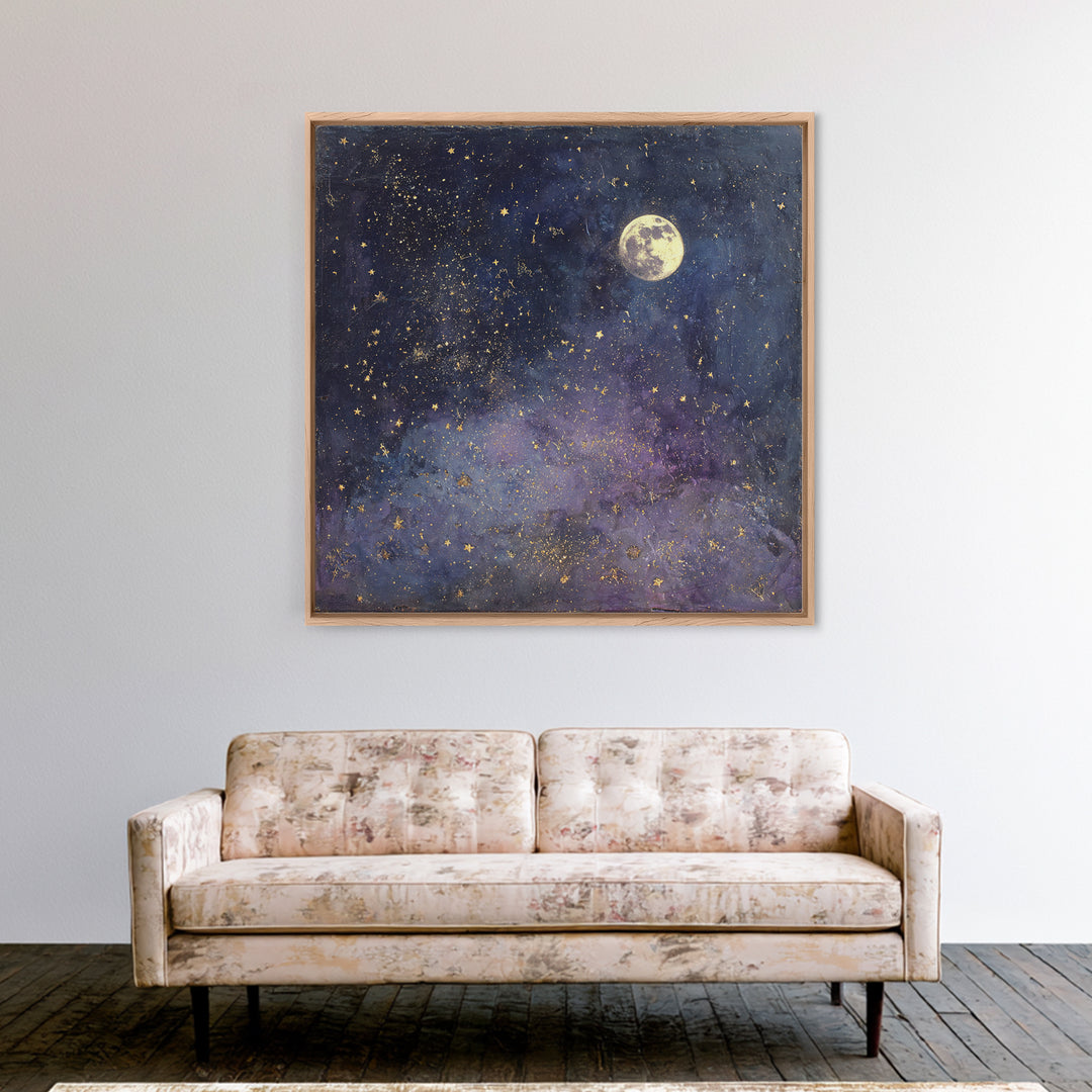Subtle Celestial Scene Canvas Print, Above Bed Art, Statement Artwork, Bedroom Decor, Fine Art, Serenity, Printable Wall Art, ABA-1x1-85