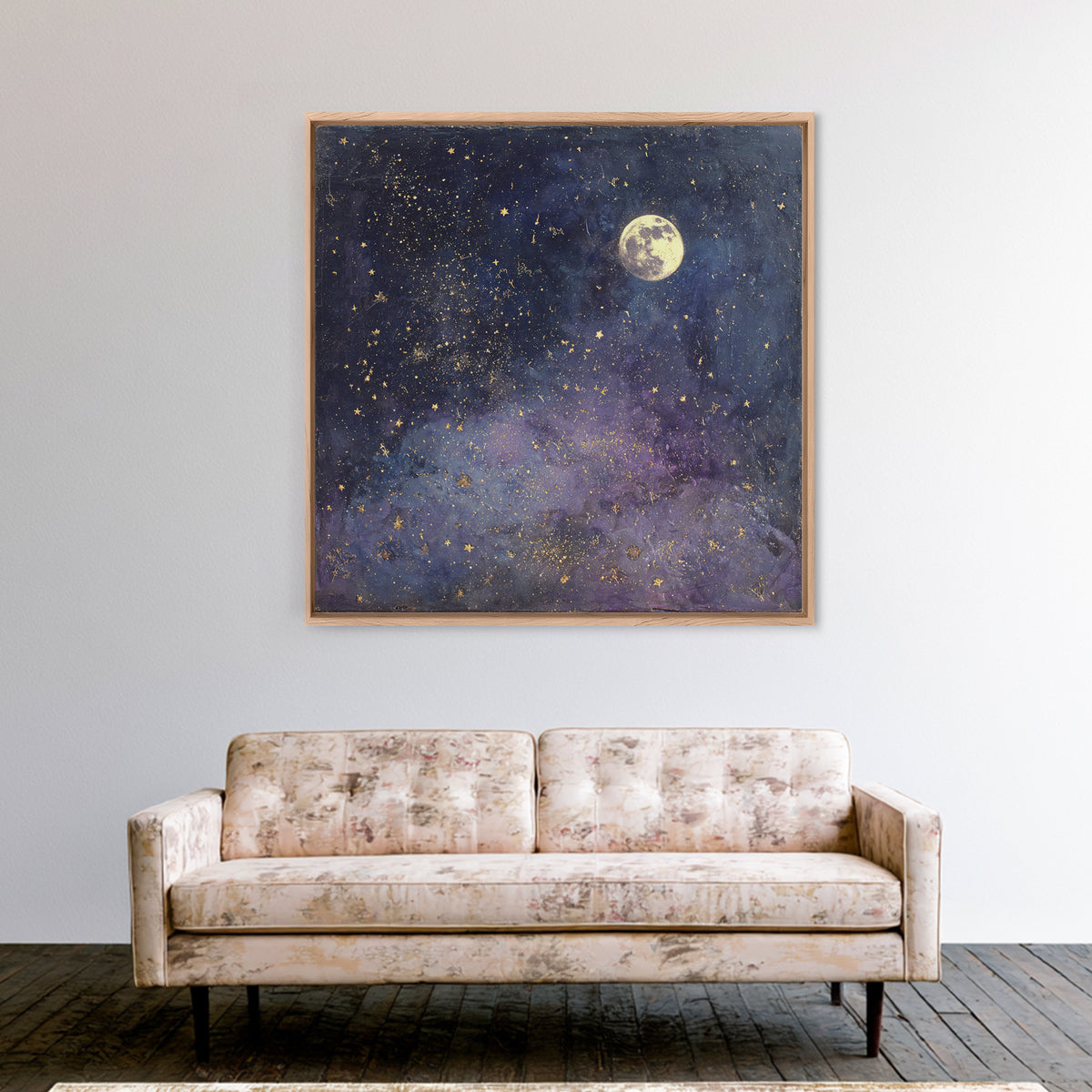 Subtle Celestial Scene Canvas Print, Above Bed Art, Statement Artwork, Bedroom Decor, Fine Art, Serenity, Printable Wall Art, ABA-1x1-85