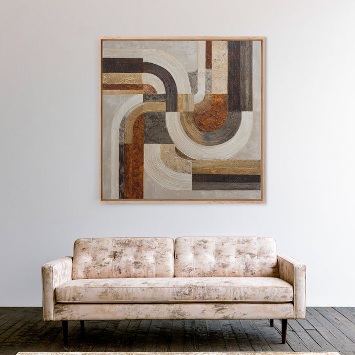 Warm Taupe Abstract Waves Canvas Print, Above Bed Art, Statement Artwork, Bedroom Decor, Abstract Art, Serenity, ABA-1x1-87