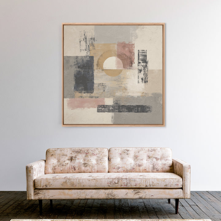 Japandi Ink Shapes Canvas Print, Above Bed Art, 3 Piece Wall Art, Bedroom Decor, Fine Art, Serenity, Textured Painting, ABA-1x1-90