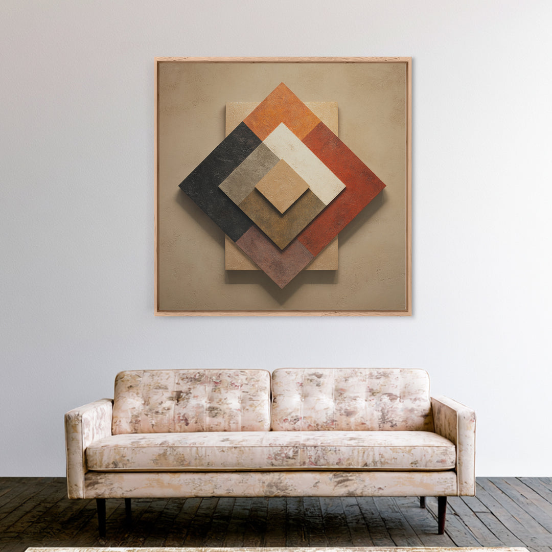 Abstract Sunrise Geometry Canvas Print, Above Bed Art, 3 Piece Wall Art, Bedroom Decor, Abstract Art, Serenity, ABA-1x1-92