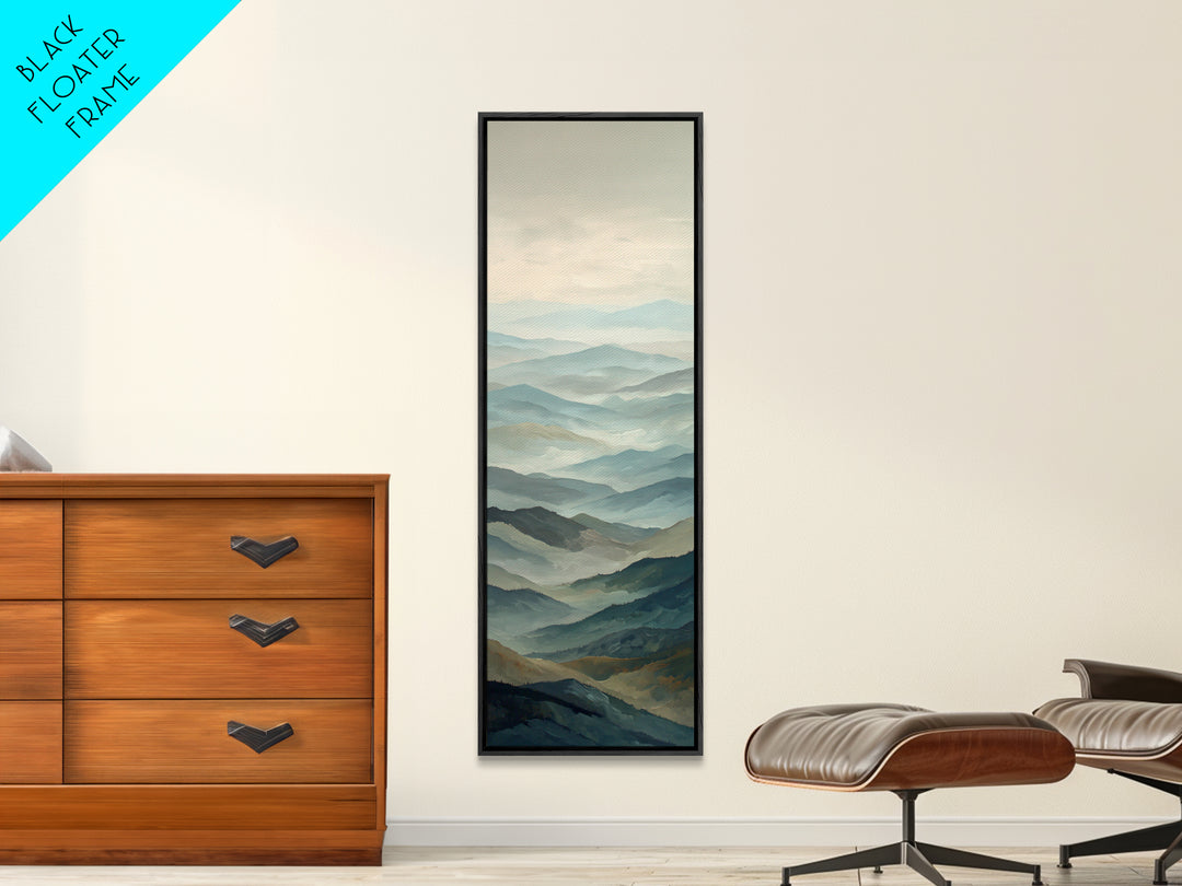 Panoramic Misty Mountain Landscape Canvas Print, Above Bed Art, Fine Art Print, Bedroom Decor, Oil Painting, Serenity, ABA-1x3-13