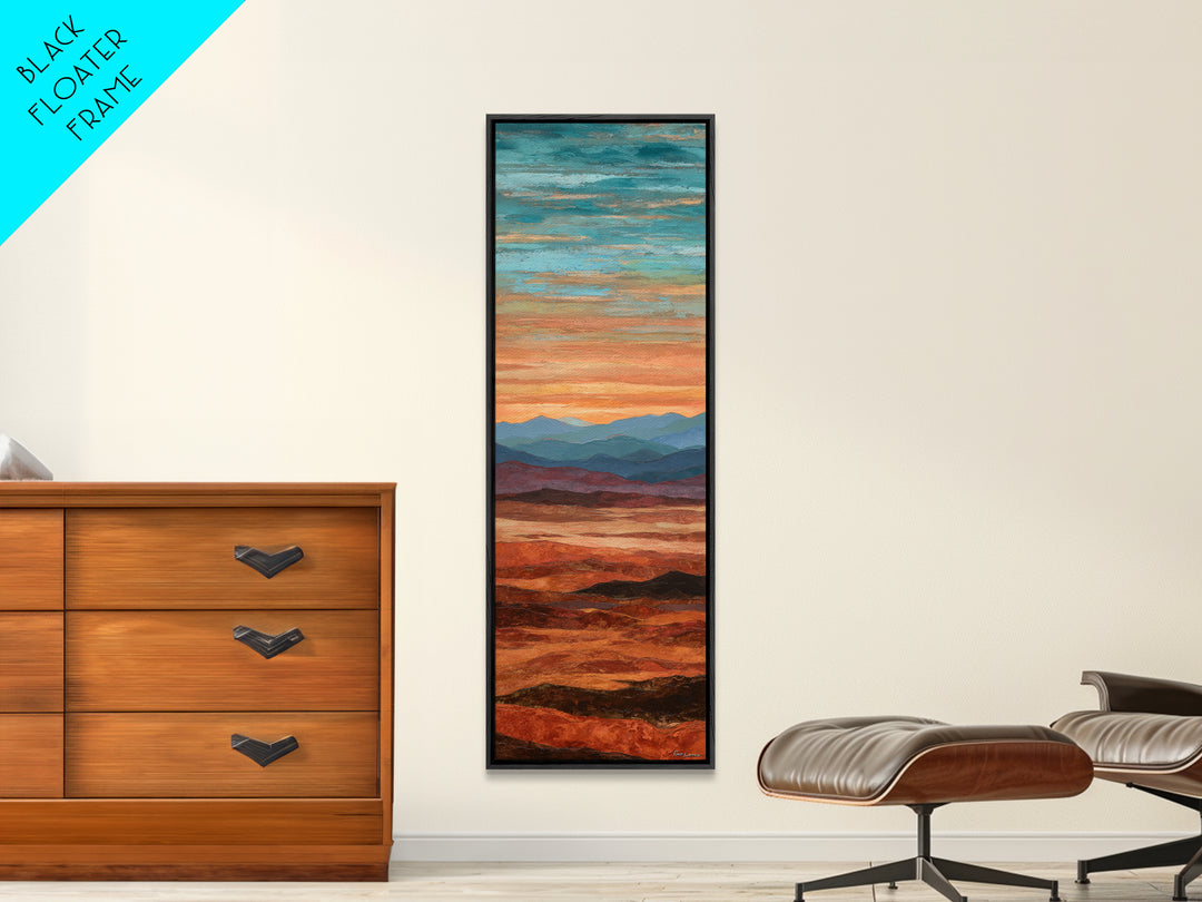 Dreamy Desert Sunset Framed Canvas Print, Above Bed Art, Digital Prints, Bedroom Decor, Oil Painting, Serenity, Printable Art, ABA-1x3-19