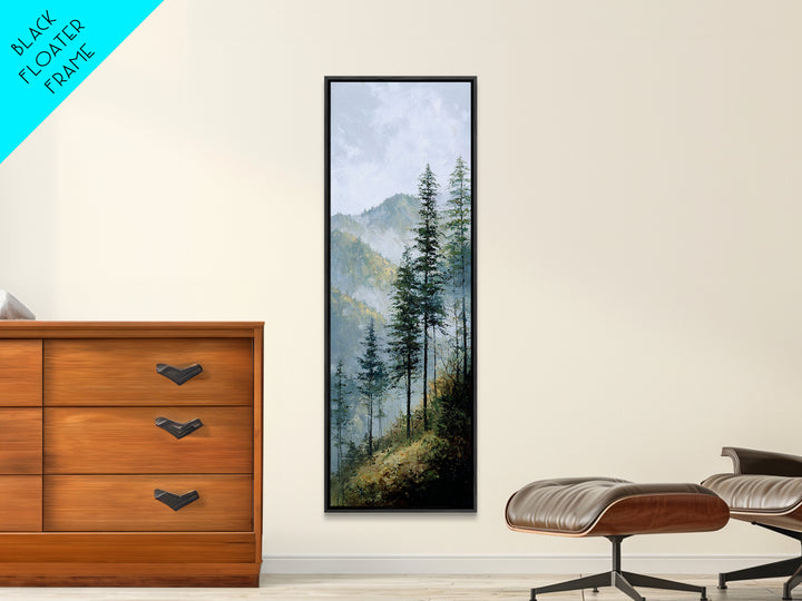 Quiet Forest Ridge Softened by Fog Canvas Print, Above Bed Art, Boho Decor, Bedroom Decor, Serenity, Statement Artwork, ABA-1x3-2