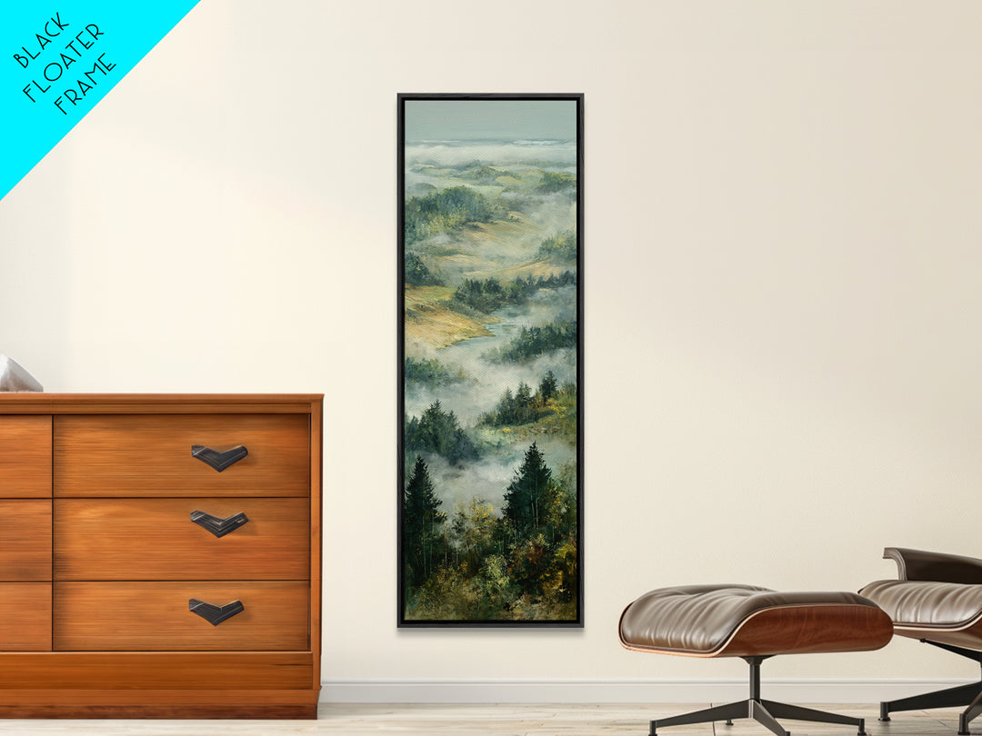 Quiet Forest Ridge Softened by Fog Canvas Print, Above Bed Art, Boho Decor, Bedroom Decor, Serenity, Statement Artwork, ABA-1x3-26