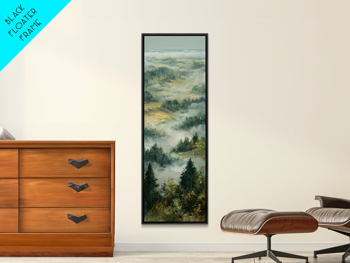 Quiet Forest Ridge Softened by Fog Canvas Print, Above Bed Art, Boho Decor, Bedroom Decor, Serenity, Statement Artwork, ABA-1x3-26