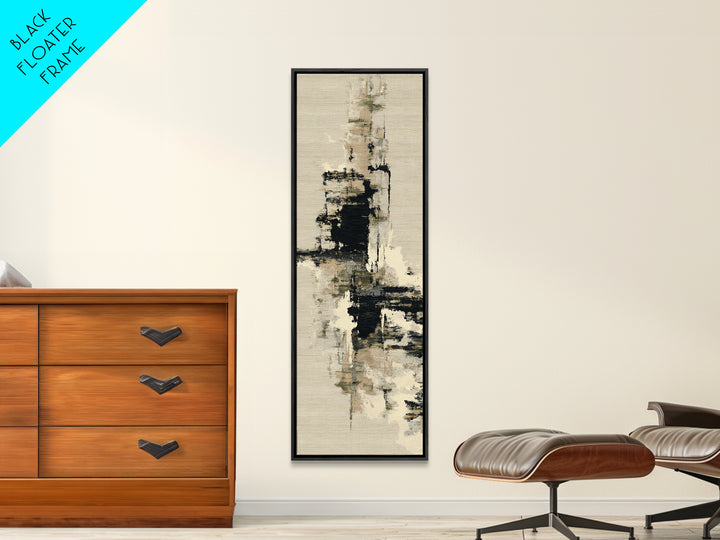 Japandi Ink Shapes Framed Canvas Print, Above Bed Art, Western Decor, Bedroom Decor, Abstract Art, Serenity, ABA-1x3-54