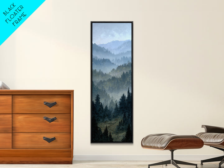 Quiet Forest Ridge Softened by Fog Framed Canvas Print, Above Bed Art, Bedroom Wall Decor, Bedroom Decor, Fine Art, Serenity, ABA-1x3-74