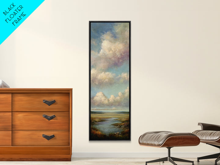 Tranquil Cloudscape with Blush Undertones Canvas Print, Above Bed Art, Japanese Wall Art, Bedroom Decor, Fine Art, Serenity, ABA-1x3-89