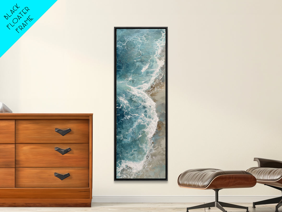 Serene Ocean Tide Seen from Above Canvas Print, Above Bed Art, Gallery Decor, Bedroom Decor, Fine Art, Serenity, Wall Art, ABA-1x3-9